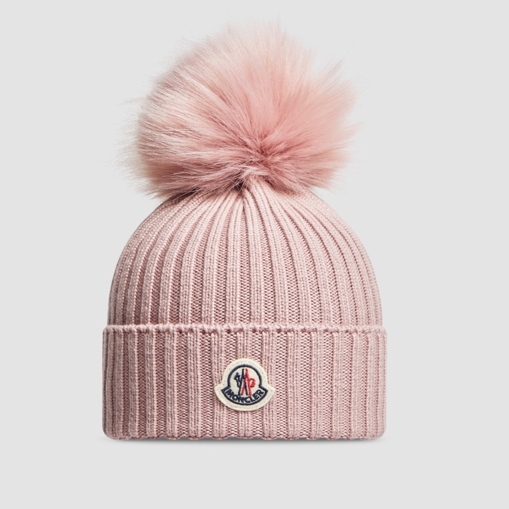 Moncler Pink Kids Pom-Pom Beanie